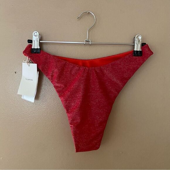 Tularosa New Again bikini bottom high cut red spiced coral cheeky Revolve S NWT - Picture 4 of 8